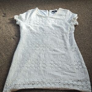 Lulus Geometric White Lace Shift Midi Dress - Bridal Shower , Enagagement